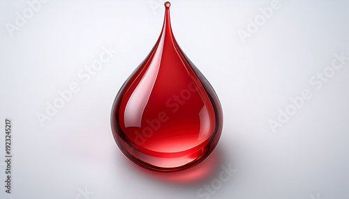 Red Blood Drop Glossy Liquid Drop On White Background