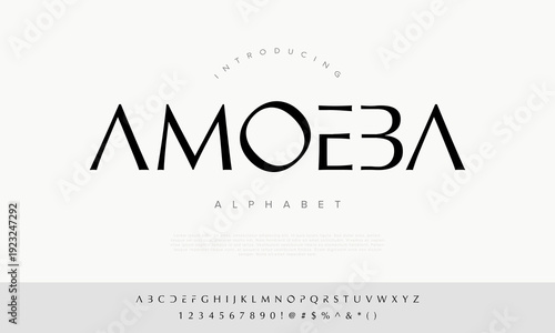 Amoeba modern futuristic minimalist sans serif alphabet font for logo branding and creative luxury design