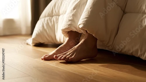 Bare Feet Sticking Out from Under Blanket.