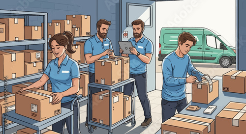 Efficient warehouse operations showcase teamwork and logistics management for streamlined delivery