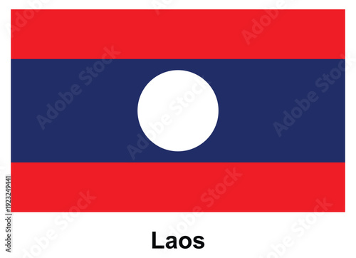 Free Download National Flag of Laos with Bold Red and Blue Stripes and Central White Circle - GFXLoad