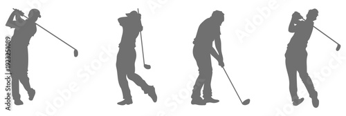 Golf player swing silhouette collection
