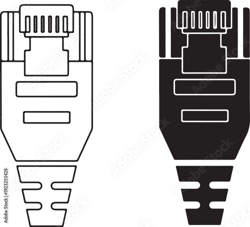 Black and white ethernet cable connectors