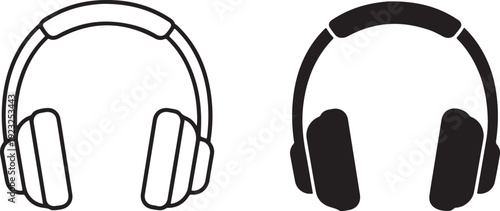 Black and white headphones audio music sound