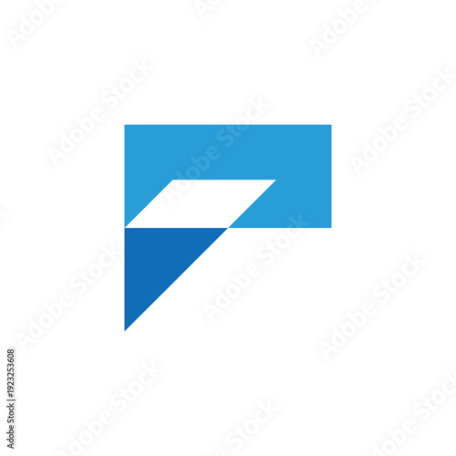 letter p simple geometric dimensional logo vector