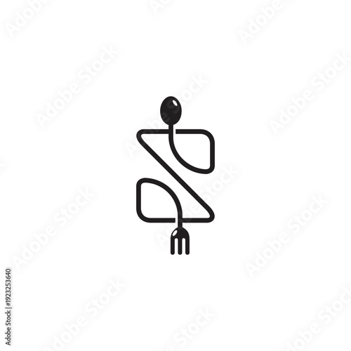 letter s infinity spoon fork food thin line logo vector
