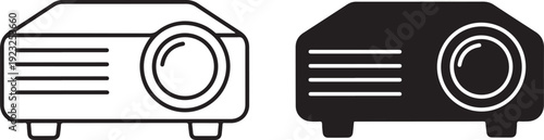 Black and white projector technology presentation symbols
