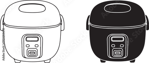 Black and white rice cooker kitchen appliance cooking food