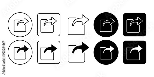 Export Share Icon Collection in Outline and Solid Style for File Transfer and Distribution