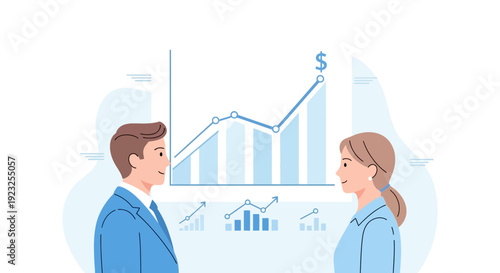 Business professionals analyzing financial growth chart and market trend performance