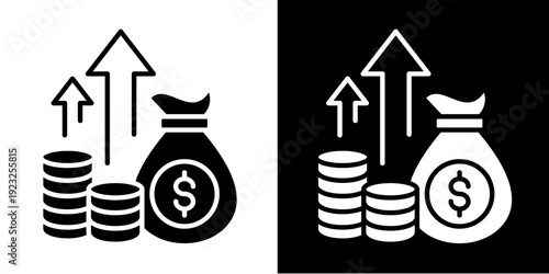 Profit Icon Set White Glyph Style Collection