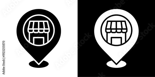 Location Icon Set White Glyph Style Collection