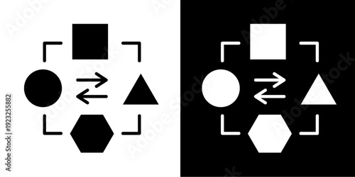 Transform Icon Set White Glyph Style Collection