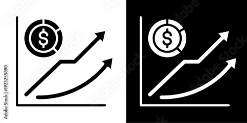 Chart Icon Set White Glyph Style Collection