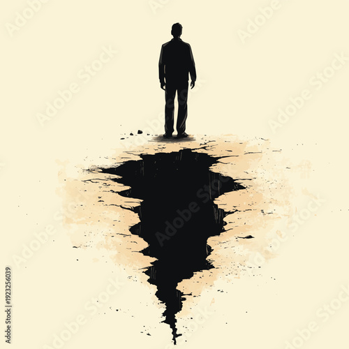 A Silhouette is Slipped into a hole. Vector Illustration , vector style simple color