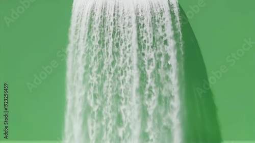 Close Up of Cascading Waterfall Stream in Motion Against Green Screen Background