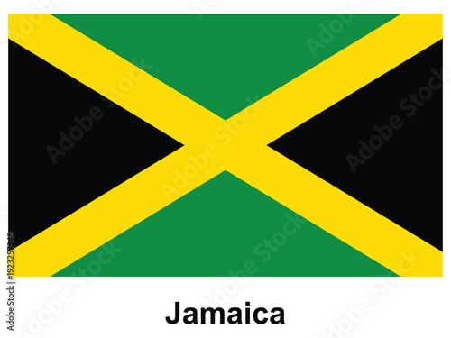 Vibrant Flag of Jamaica with Distinctive Black, Green, and Yellow Colors
