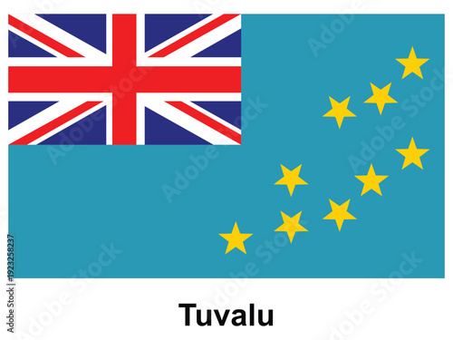 Flag of Tuvalu with Union Jack and Stars on a Blue Background