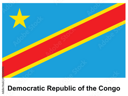 Flag of Democratic Republic of the Congo on a bright blue background