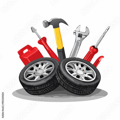 automotive tools vector, car workshop tools illustration, mechanic equipment set, garage toolkit collection, isometric auto repair tools, flat design mechanic tools, outline garage icons, monoline aut