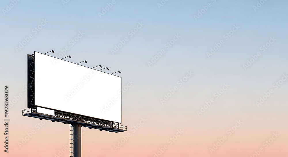 Obraz premium Blank billboard against vibrant sunset sky for advertising