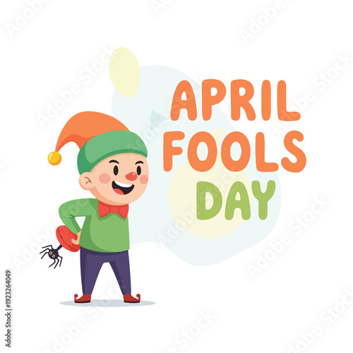 April Fools Day Cartoon Character with Spider