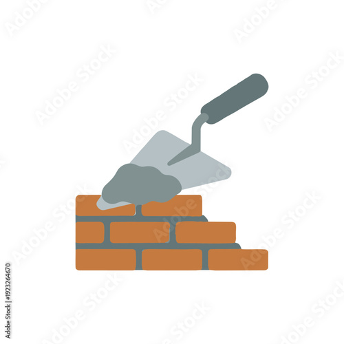 Brick Trowel construction icon. Building and engineering equipment