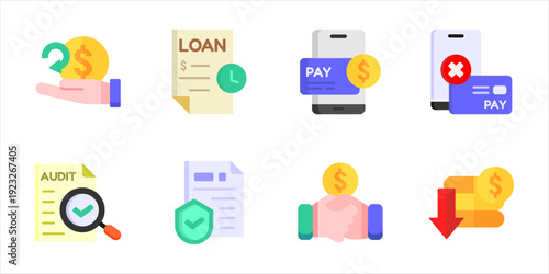 Financial office color icon set. Business symbol pack. Icon collection