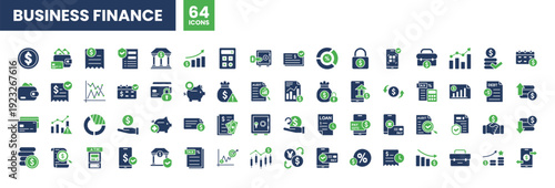 Business financial icon pack. Modern office symbol set. Clean icon collection
