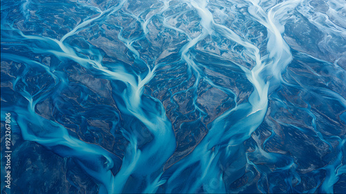 Aerial View of Intricate Braided Glacial Rivers