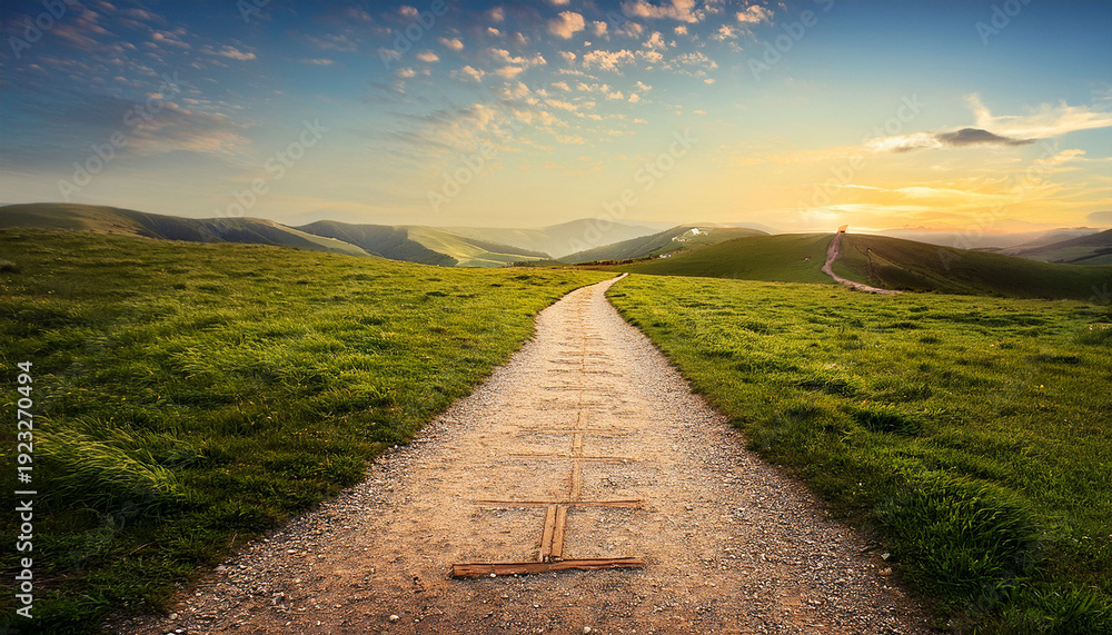 Fototapeta premium A Forked Path In Nature Symbolizing Life S Choices And Possibilities