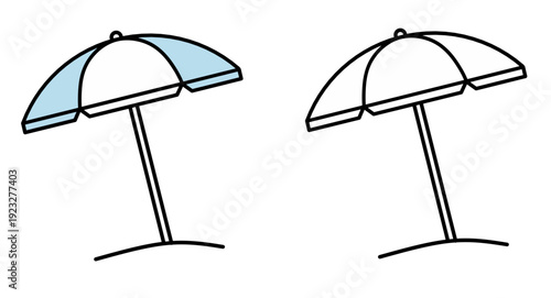Vector illustration of beach umbrella. Beach umbrellas icon set