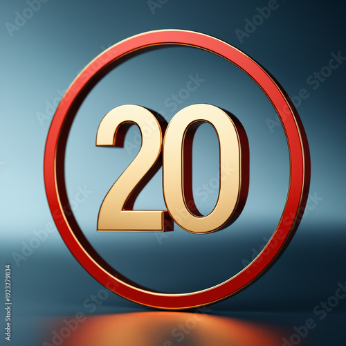 golden 3d number twenty ins...