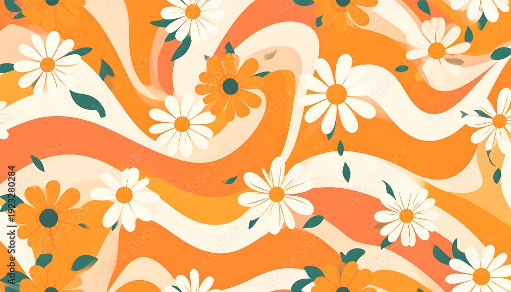 Obraz premium Vibrant floral pattern with swirling lines and flowers