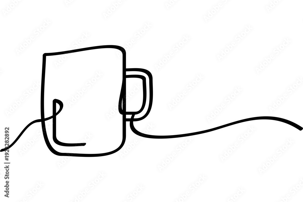Obraz premium Illustration of a cup with a continuous line design. An interesting abstract line art design.