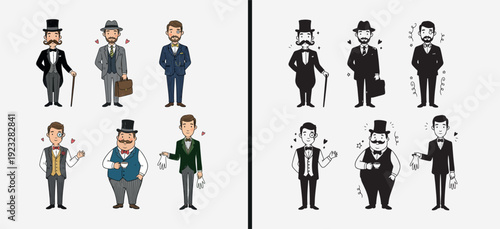 Boy Man Character Variation Set, Male Age Progression Vector, Kid Teen Adult Illustration, Different Style Man Clipart, Casual Formal Boy Design, Young Old Male Cartoon, Character Diversity Graphic Pa