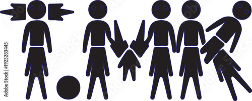 Black and blue of people playing soccer ball