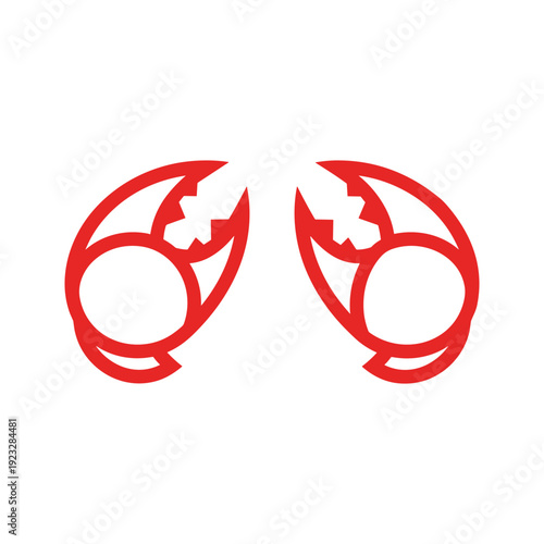 Red Crab Claws Outline Graphic Design Element.