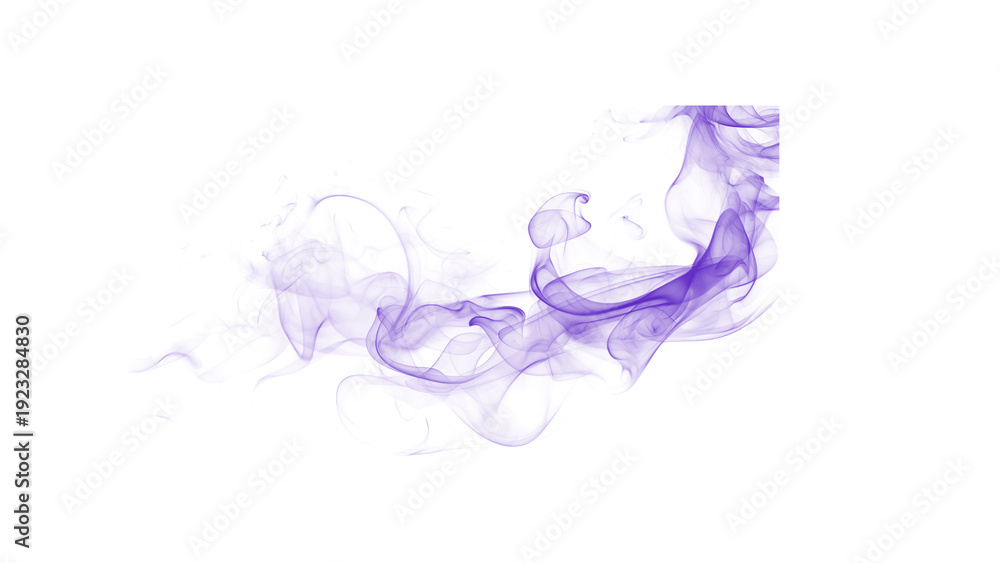 Obraz premium Organic abstract purple smoke shape with soft edges and a flowing motion on a white background