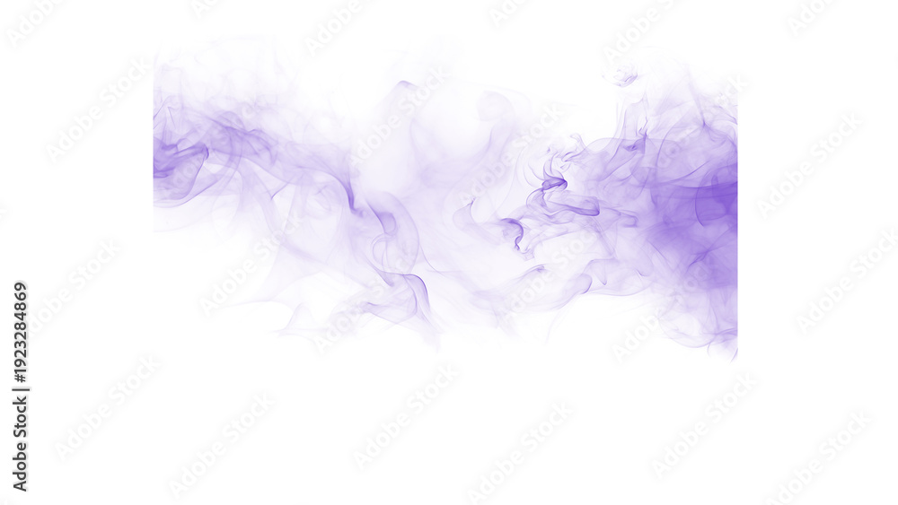 Obraz premium Artistic purple smoke creating a flowing horizontal abstract element on a white backdrop