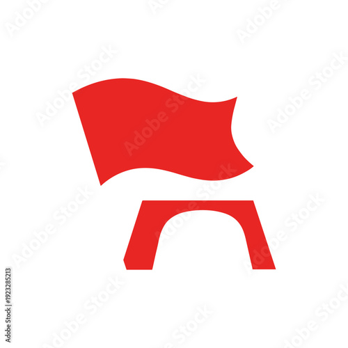 Red Flag Flying Over Arch Symbol.