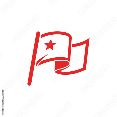 Red Flag with Star Symbolizing Political Ideology and Revolution.