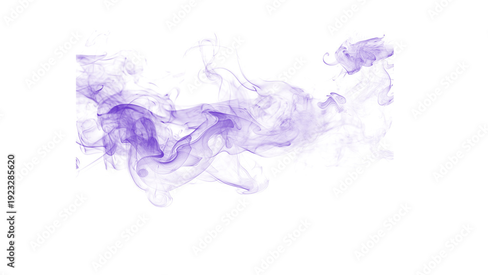 Fototapeta premium Abstract composition of light purple smoke or gas, flowing and dissipating on a white surface, versatile for design elements