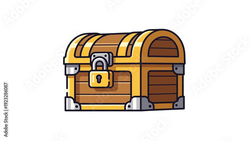 Brown Wooden Treasure Chest Locked.