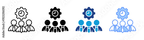 Team Management icon set multiple style collection