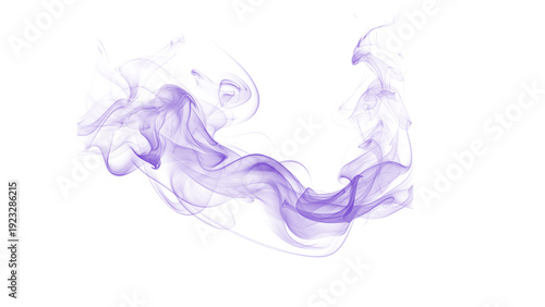 Bild auf Leinwand Whimsical purple smoke swirl on white background, ethereal and flowing abstract