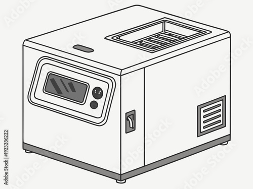 Simple Flat Vector of a Scientific Laboratory Incubator with Digital Display for Biological Cultivation