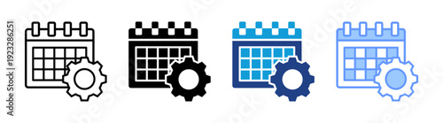 Timetable icon set multiple style collection