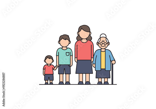 Diverse Family Generations Standing Together Representing Unity Growth Stages And Connection Across Ages