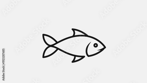 Simple Line Art Fish Icon Illustration.